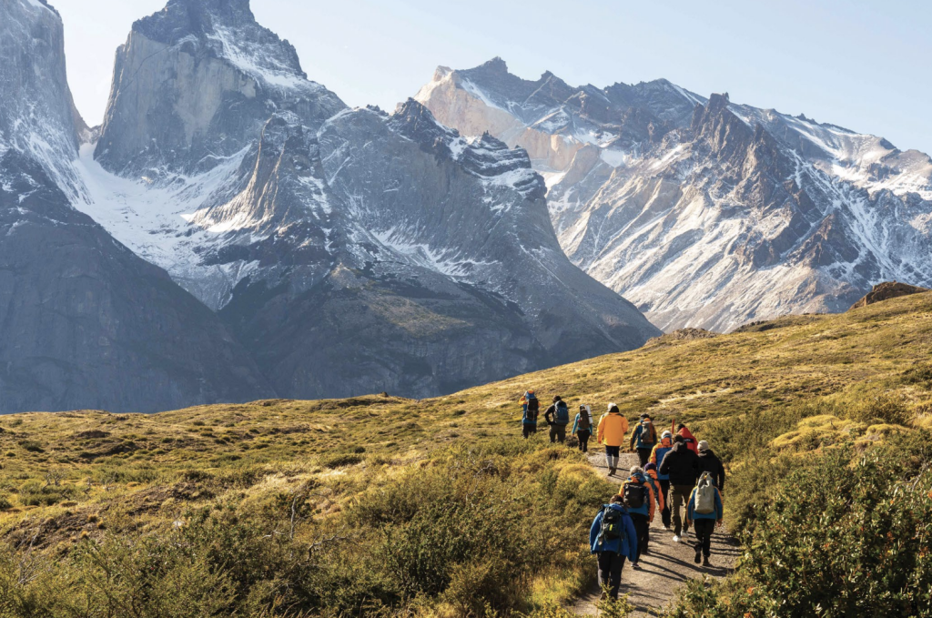 Sustainable tourism -Trekking in Patagoniaʼs Torres del Paine.